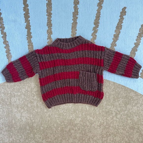 Zara Baby Fleece Oversized Striped Sweater - Picture 1 of 2